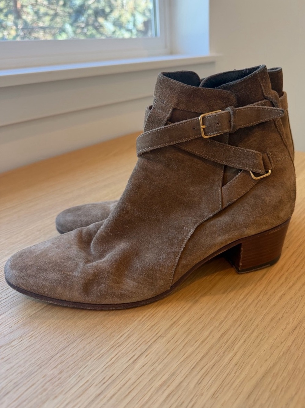 Saint Laurent Blake Jodhpur Suede Ankle Boots, Size 38
